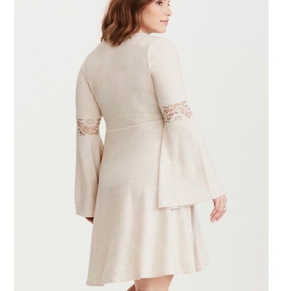 torrid Dresses & Skirts - Torrid Lace Inset Skater Dress Cream